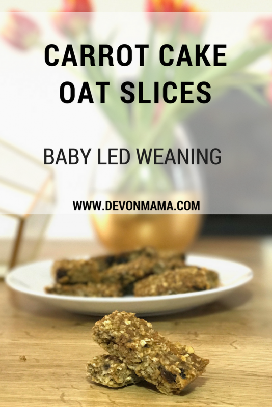 Carrot Cake Oat Slices. Gluten, dairy and sugar free. Perfect for baby led weaning! 